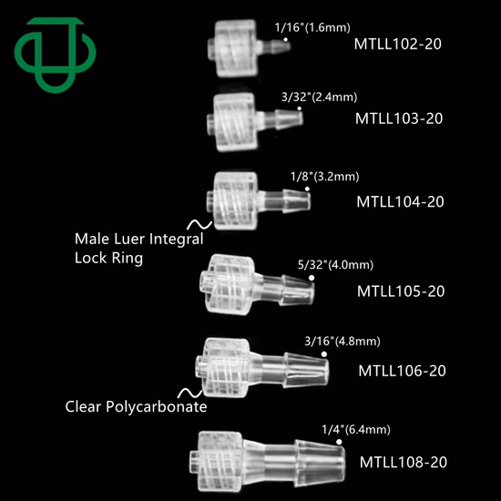 Ju Medical Male Luer Integral Lock Ring Adapter Female Luer Thread to Hose Barb Connector Luer Tube Fittings