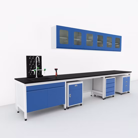Chemistry Laboratory Steel Wood School Laboratory Furniture Island Table Work Bench