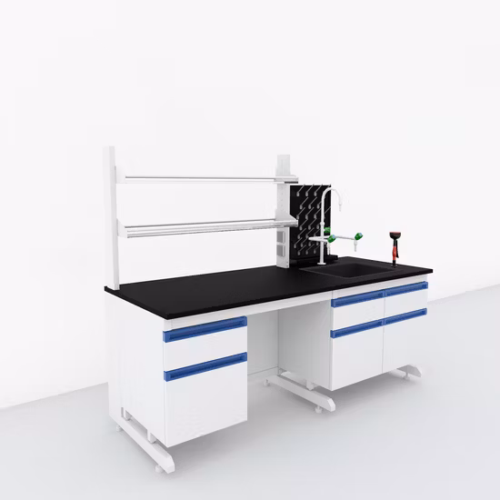 Lab Furniture Metal and Wooden Used Chemical Resistance Laboratory Side Benches with Sink
